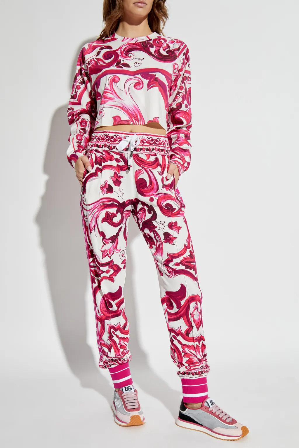 Majolica Pattern Cropped T-Shirt