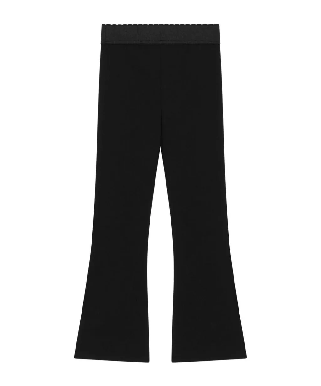 Logo-Embroidered Pleated Flared Pants