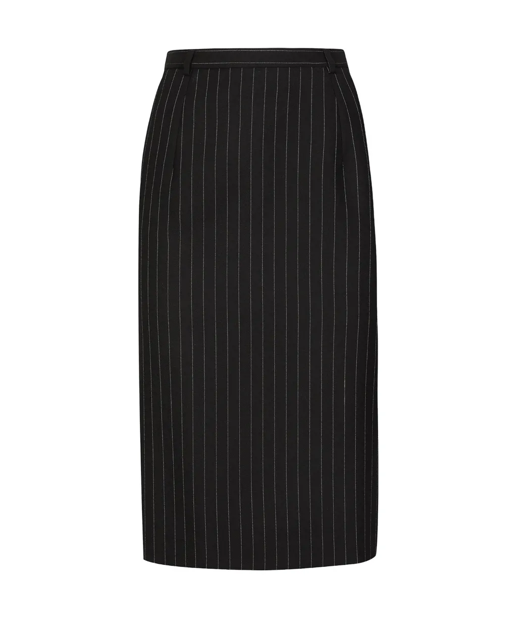Pinstripe Calf-Length Skirt