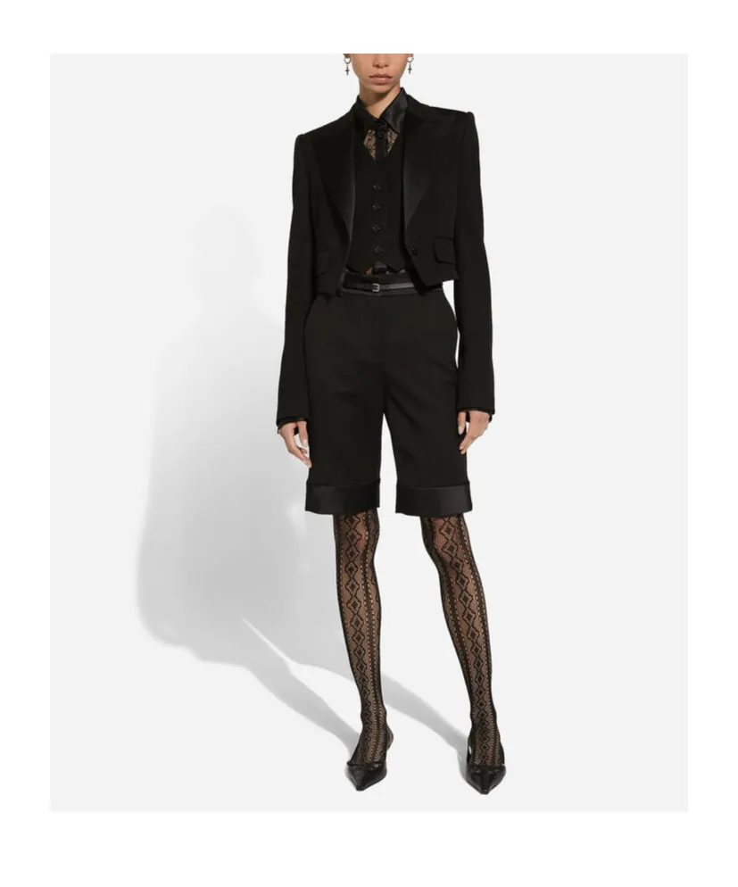 Cropped Gabardine Tuxedo Jacket