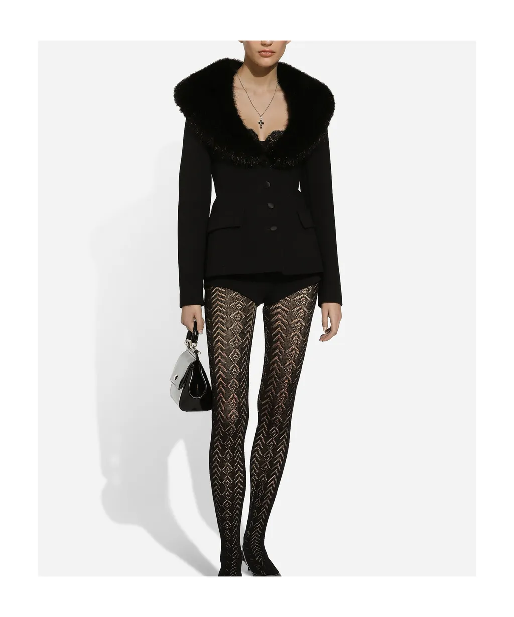 Single-Breasted Faux Fur Collar Jacket