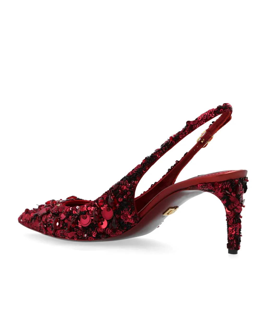 Sequin Embellished Slingback Pumps