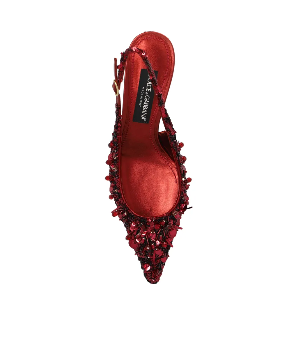 Sequin Embellished Slingback Pumps