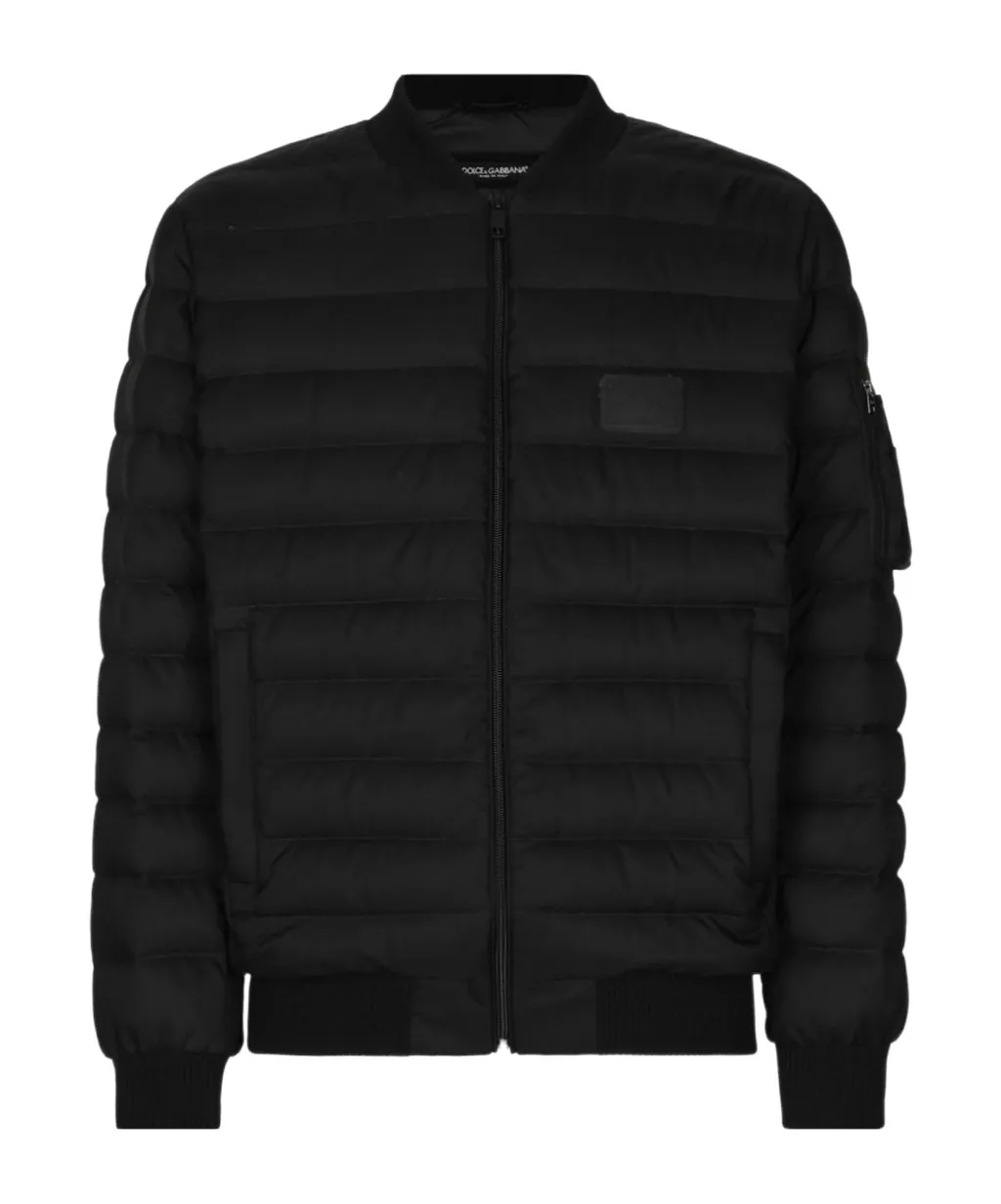 Logo Patch Quilted Bomber Jacket