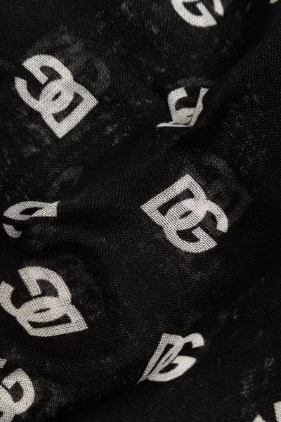 Logo Printed Frayed Edge Scarf