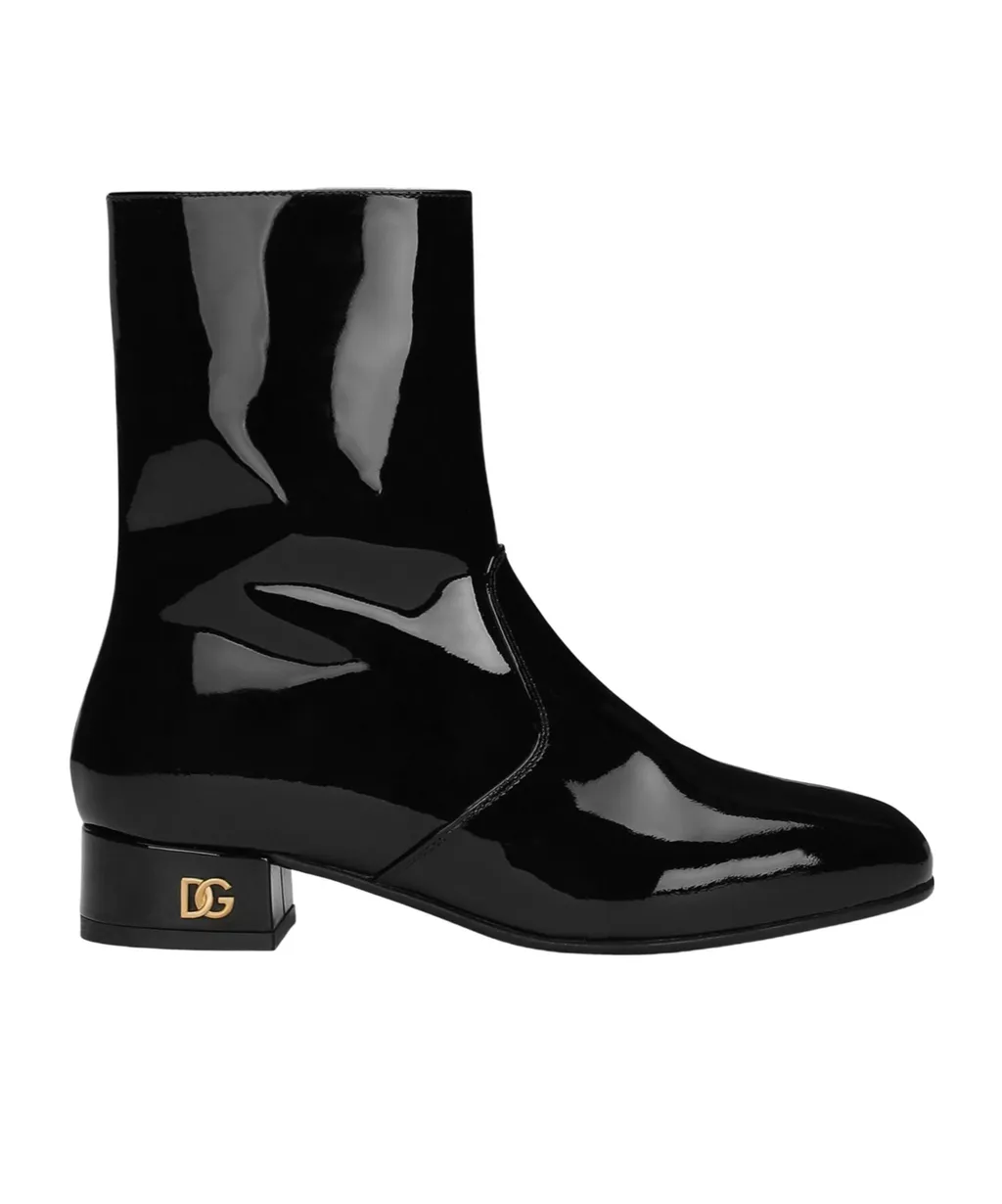 Patent Leather Ankle Boots