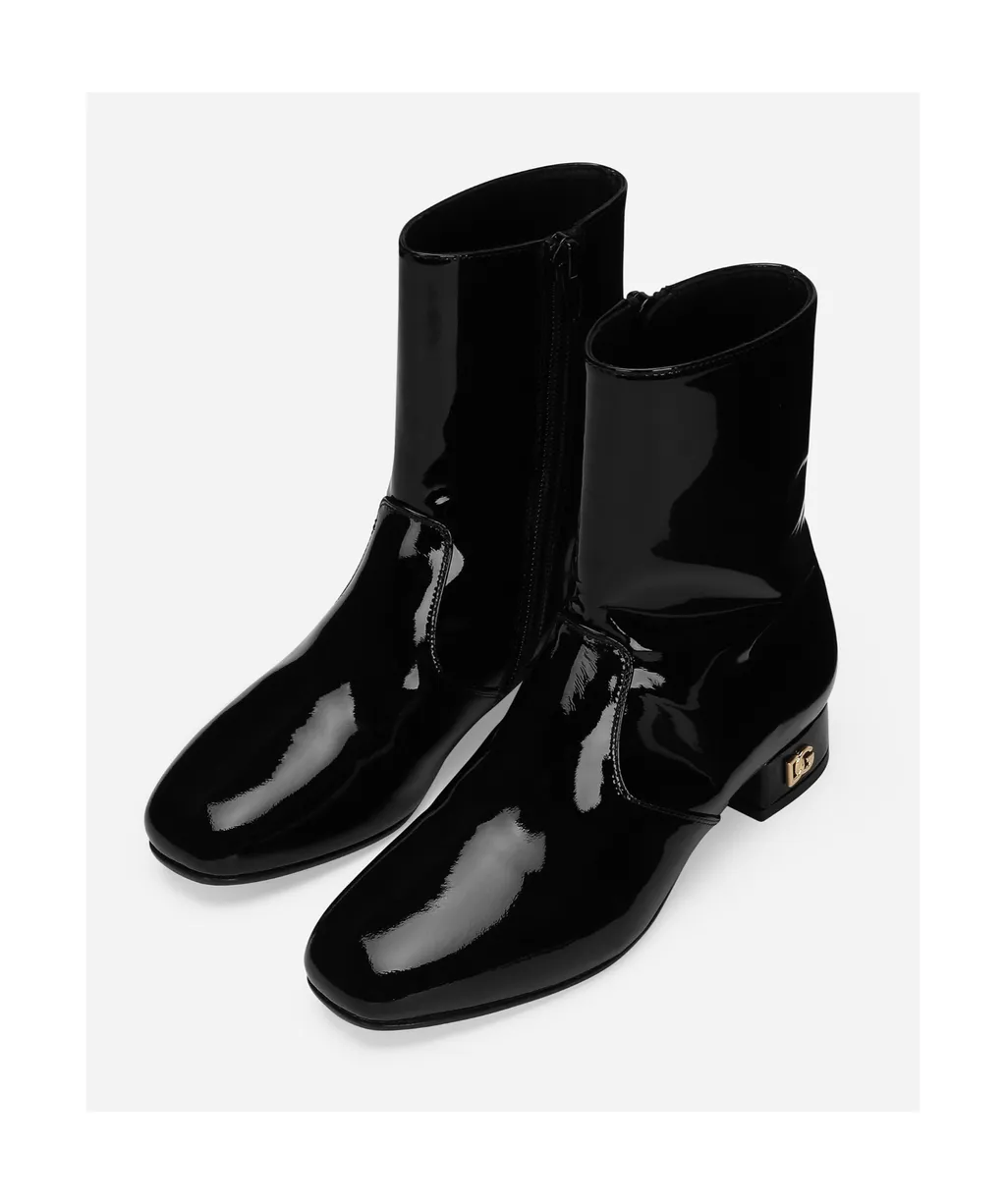 Patent Leather Ankle Boots