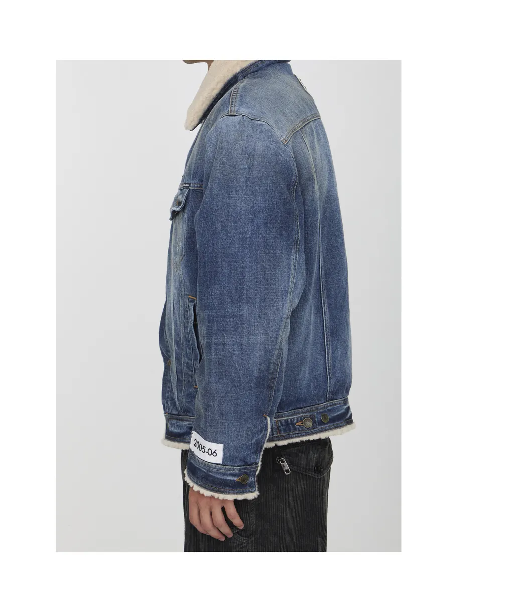 Distressed Denim Teddy Jacket