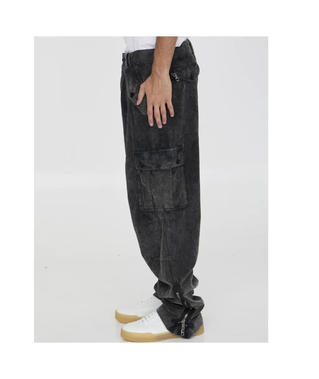 Wide Leg Corduroy Combat Pants