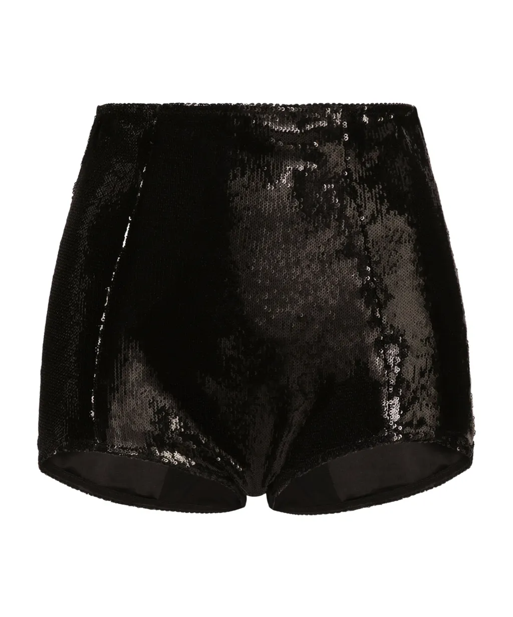 High-Rise Sequined Shorts