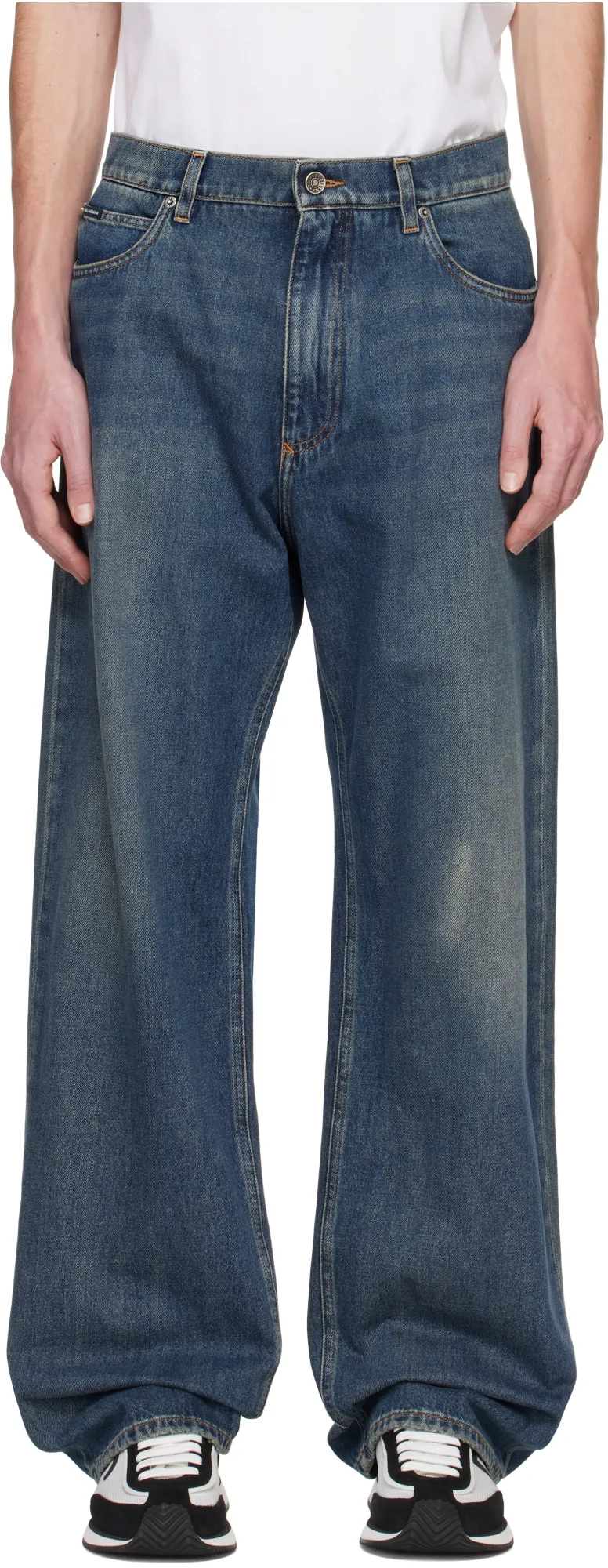 Logo Plaque Straight Leg Jeans