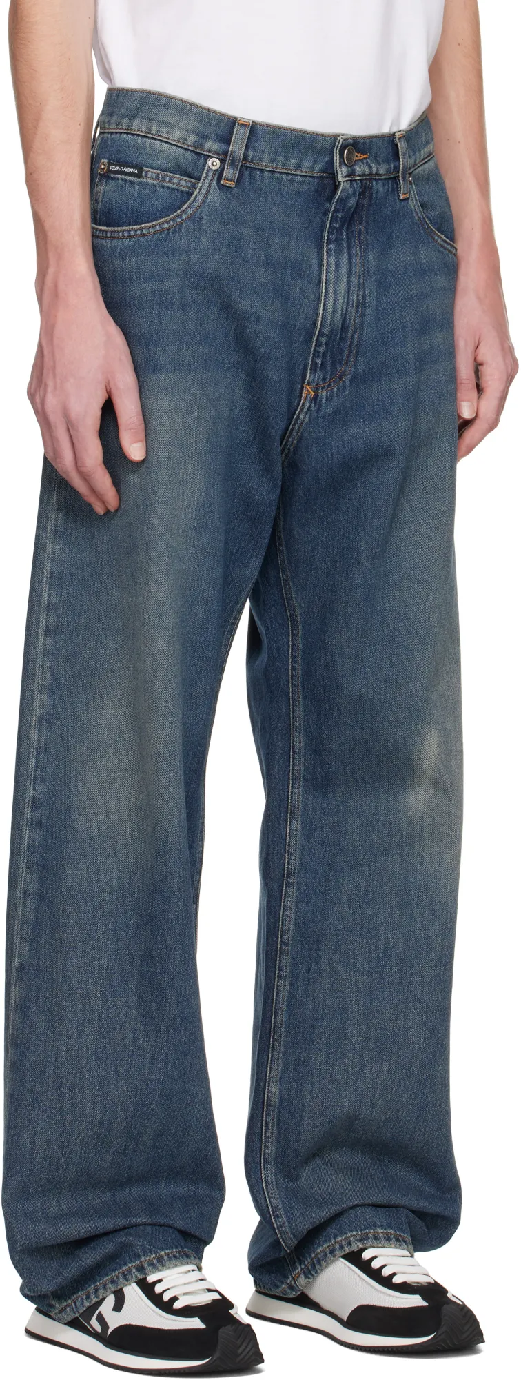 Logo Plaque Straight Leg Jeans