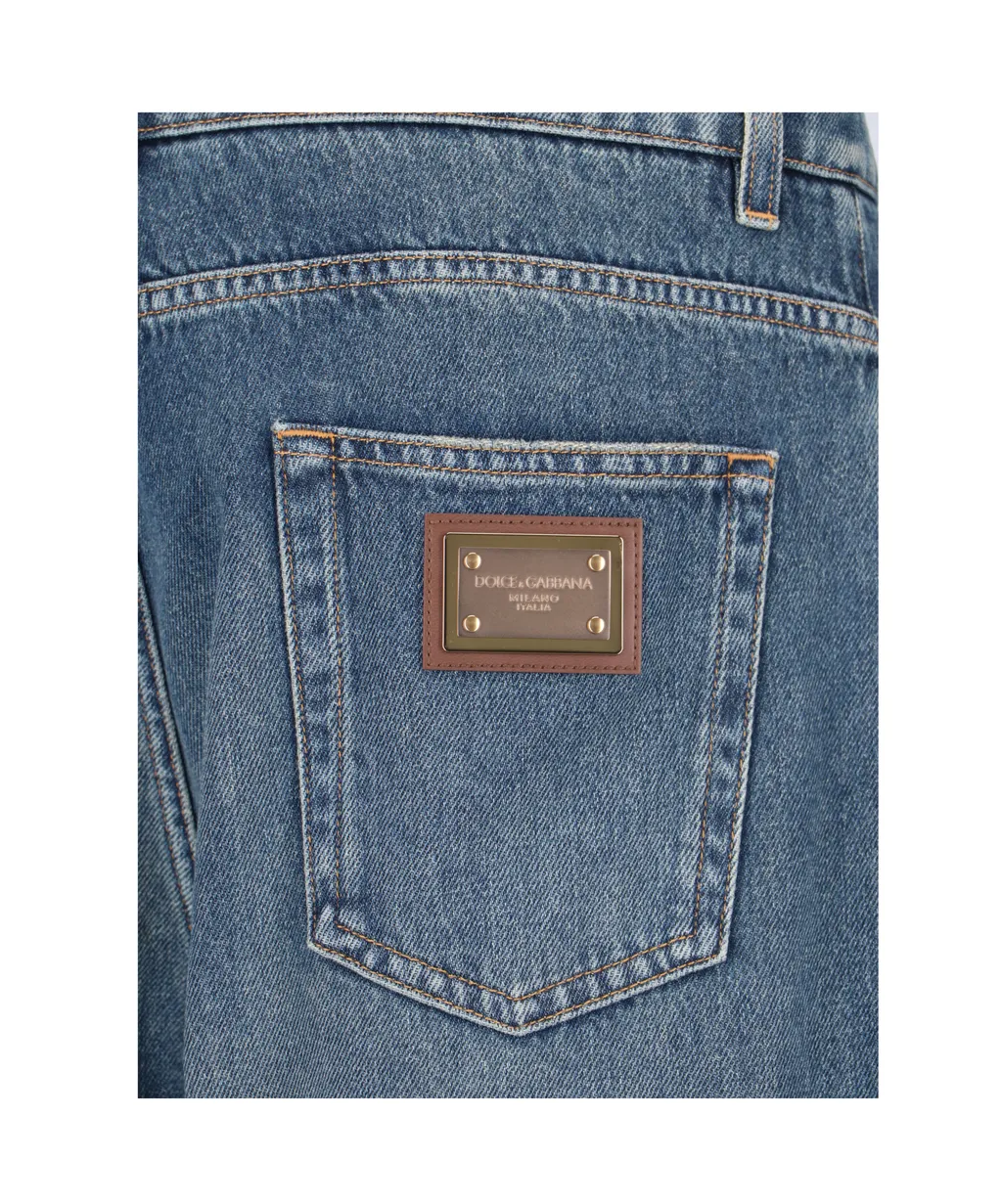 Logo Plaque Straight Leg Jeans