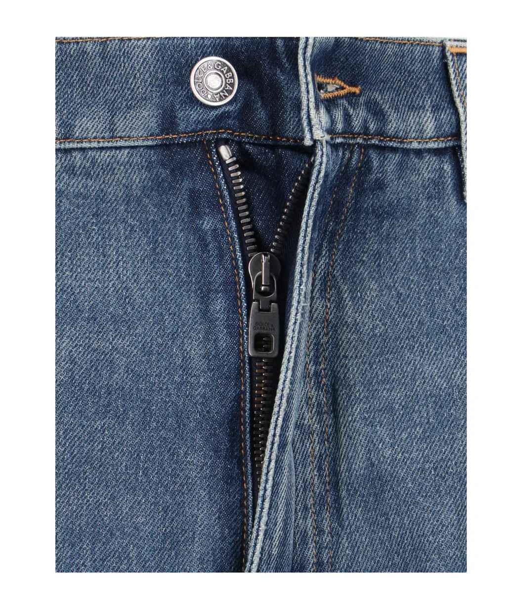 Logo Plaque Straight Leg Jeans