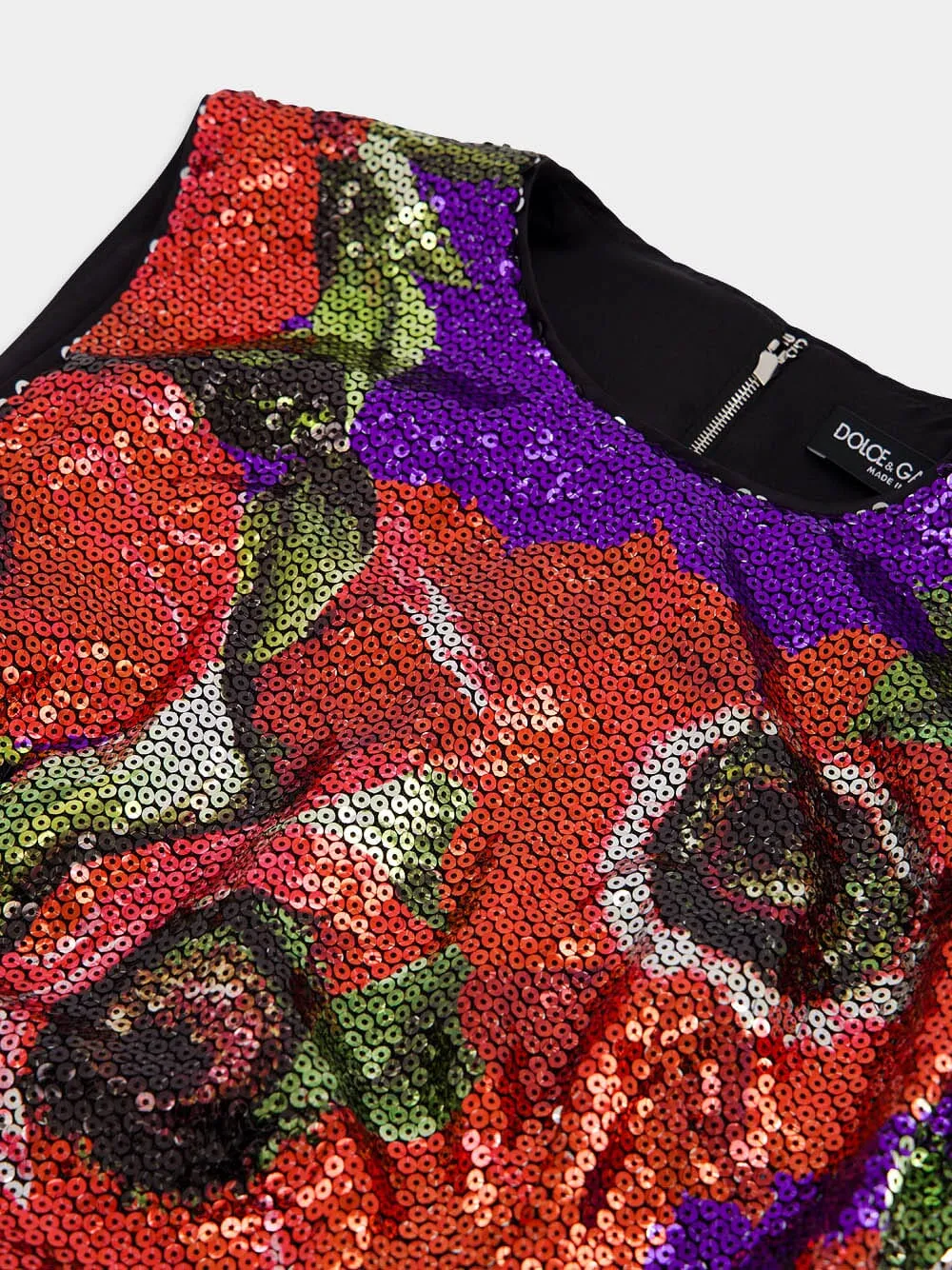 Anemone Printed Sequinned Sleeveless Dress