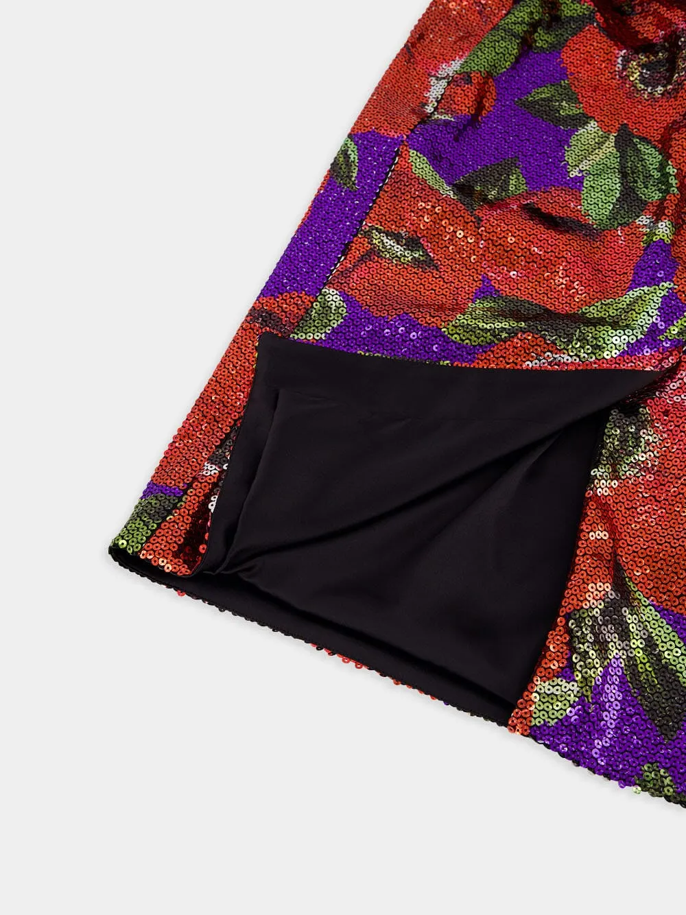Anemone Printed Sequinned Sleeveless Dress