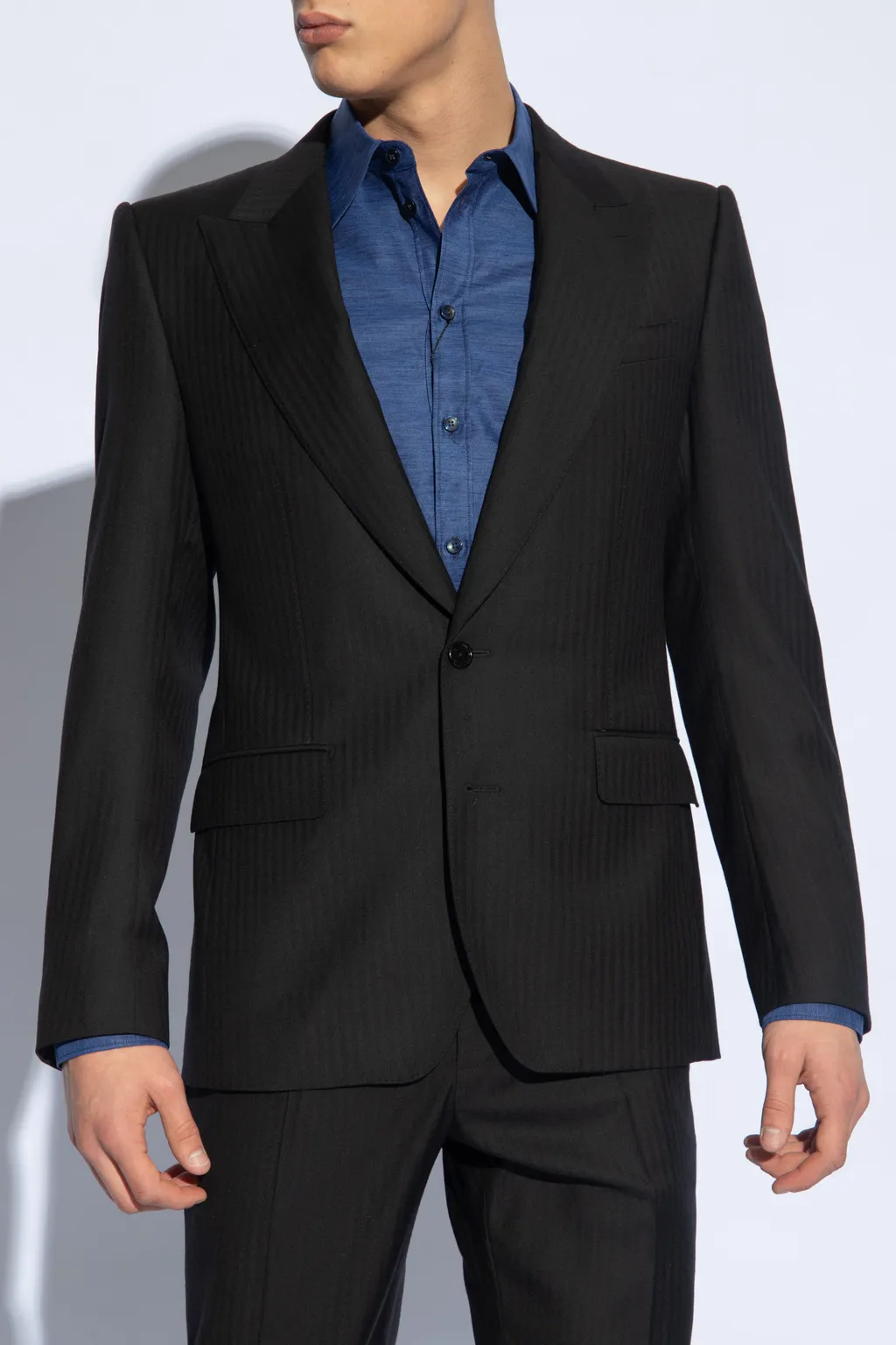 Herringbone Single-Breasted Blazer