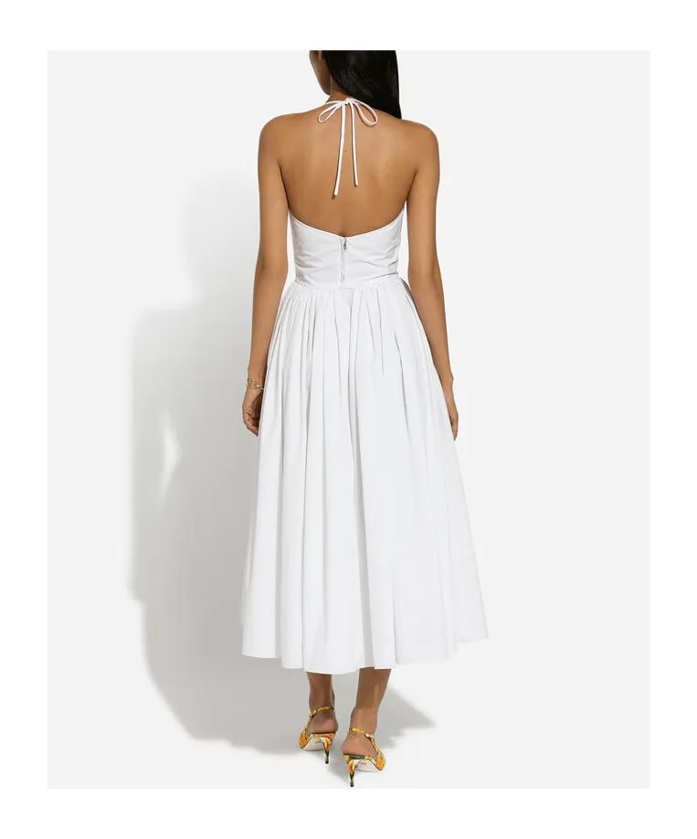 Logo Plaque Drawstring Midi Dress