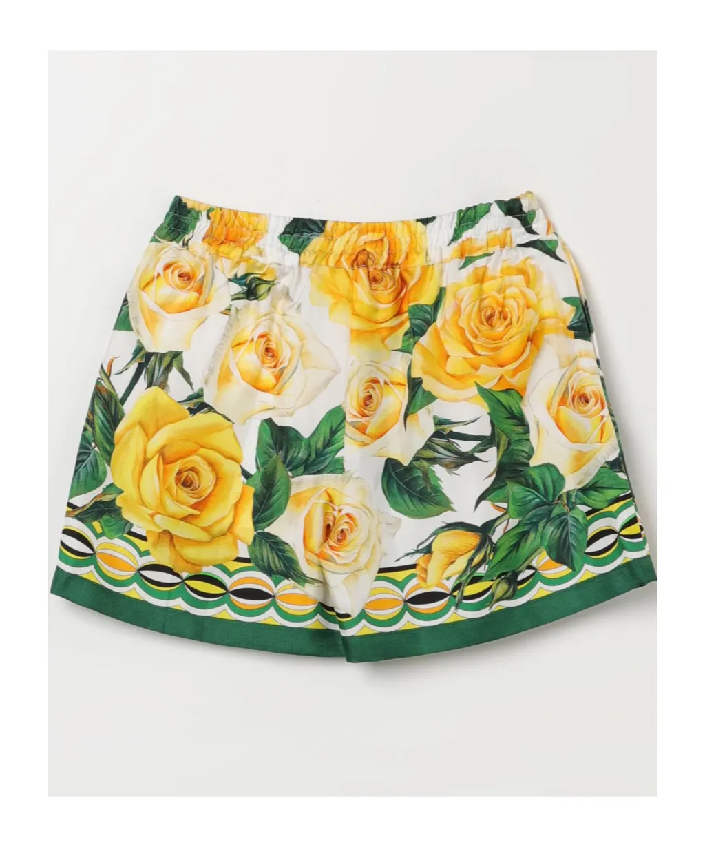 Rose-Print Cotton Shorts