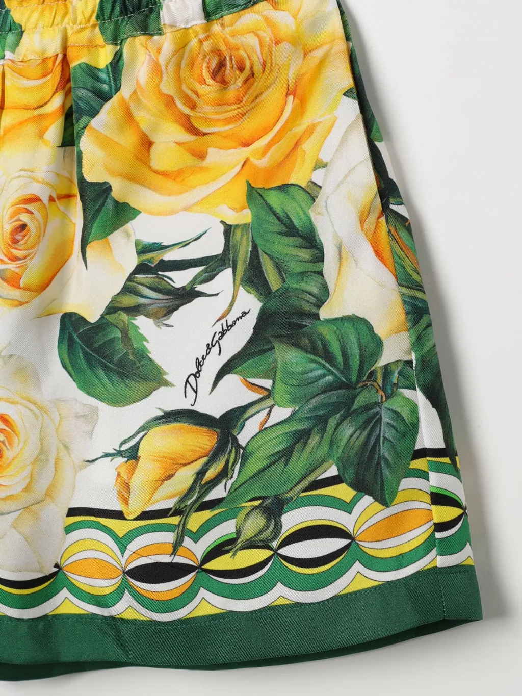 Rose-Print Cotton Shorts