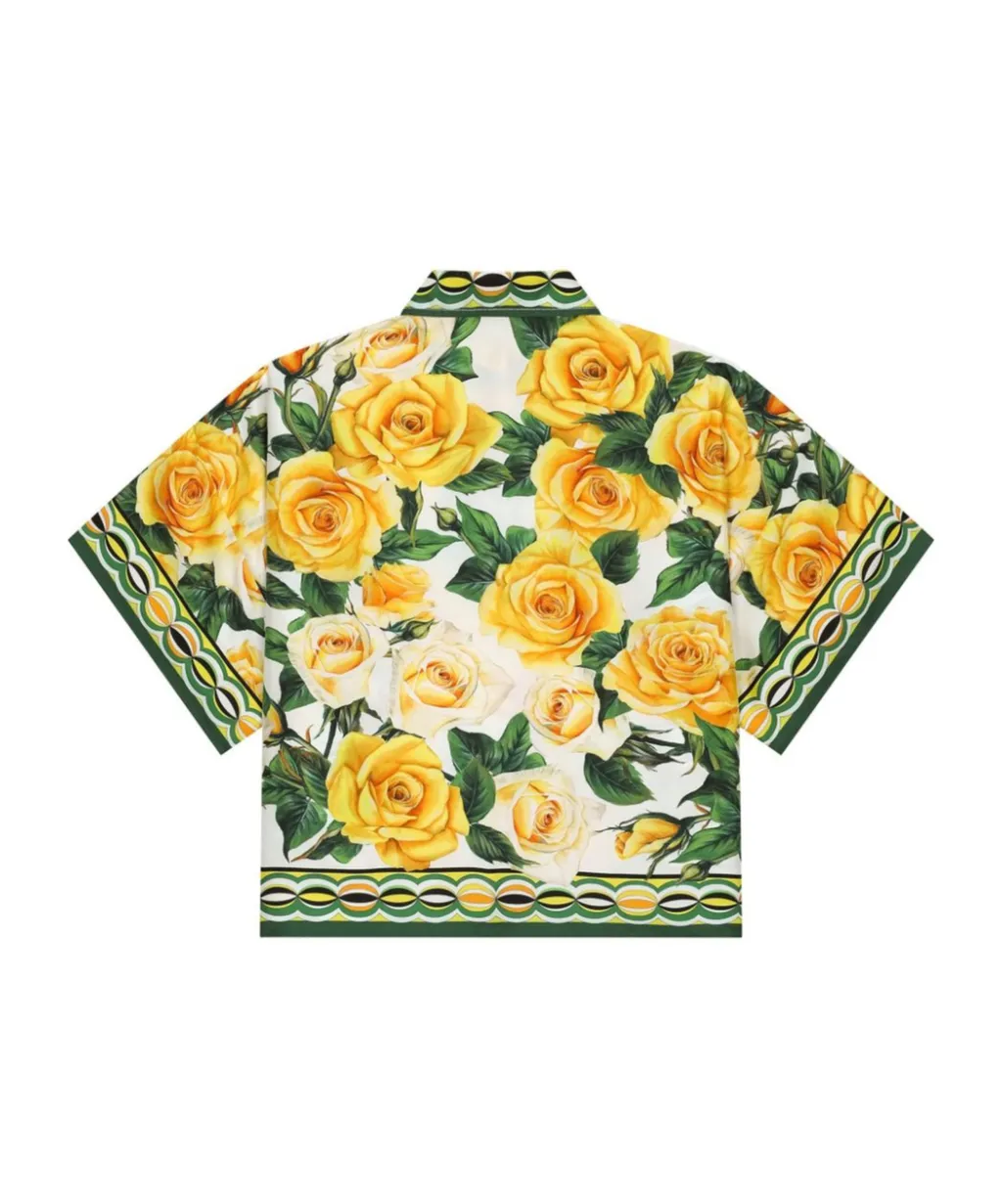 Rose-Print Silk Shirt