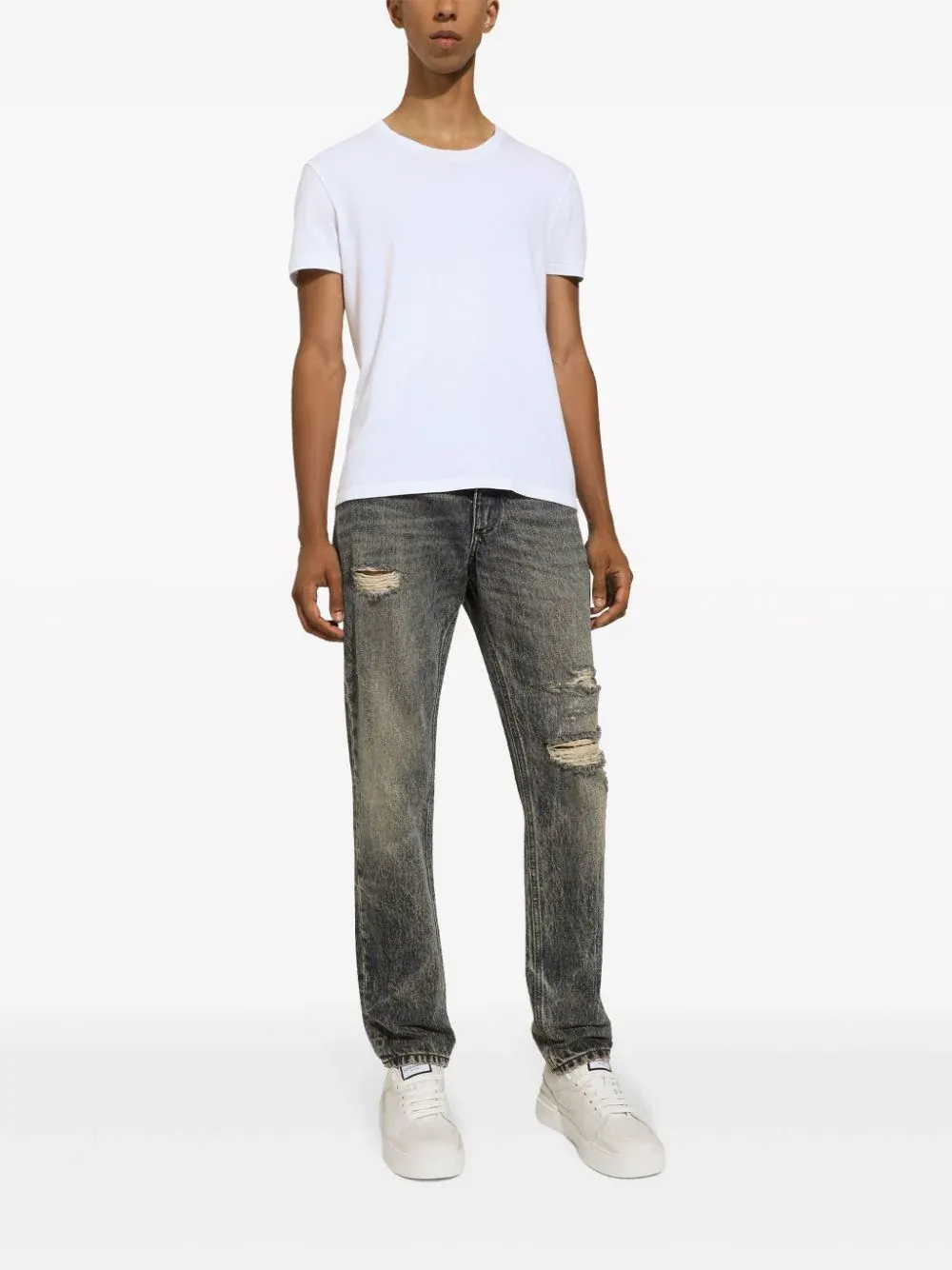 Slim-Cut Distressed Jeans