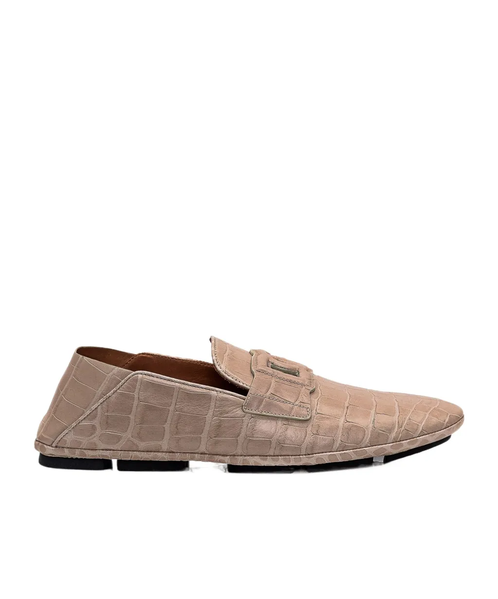 Dg Logo Embossed Almond Toe Loafers