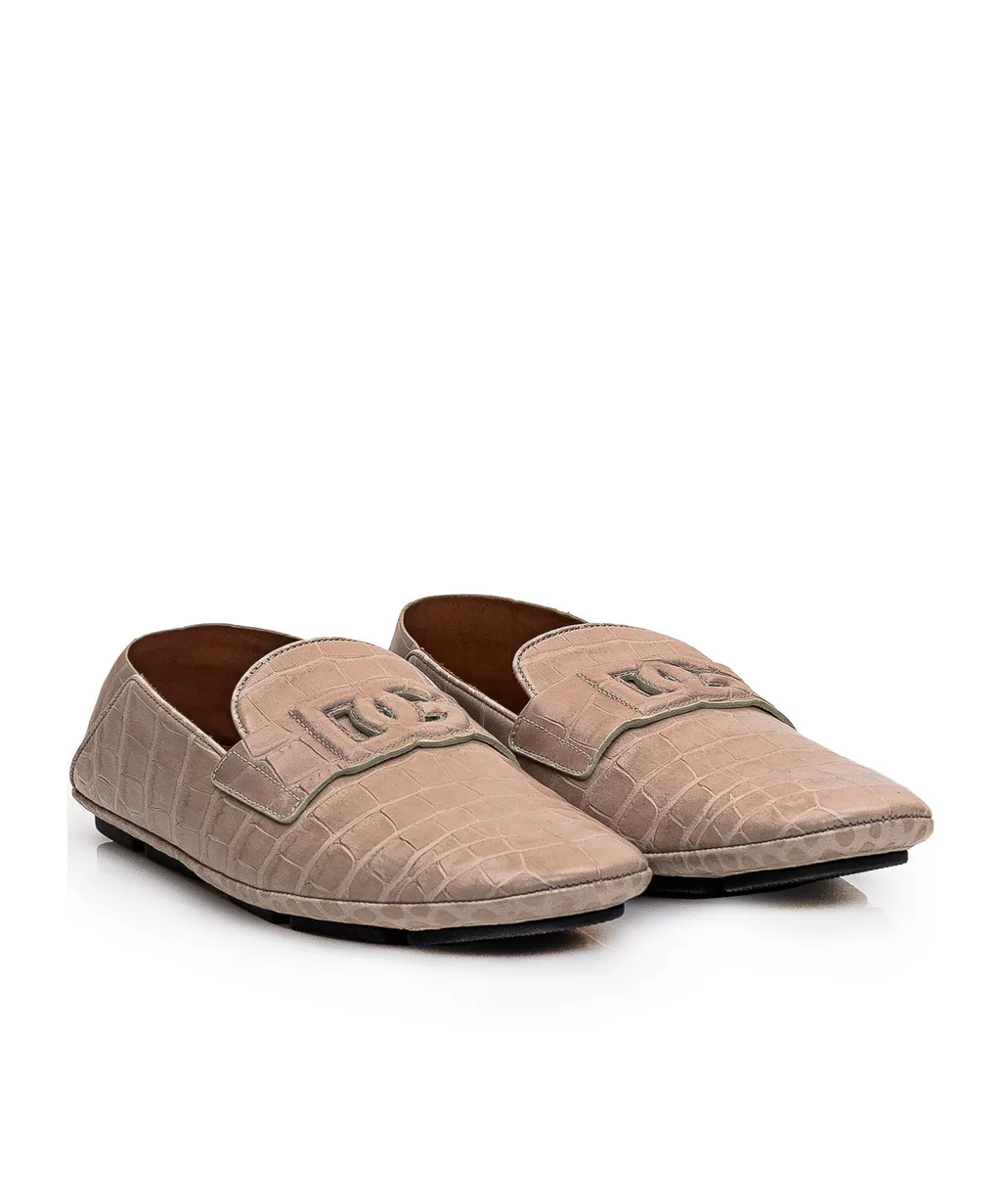 Dg Logo Embossed Almond Toe Loafers