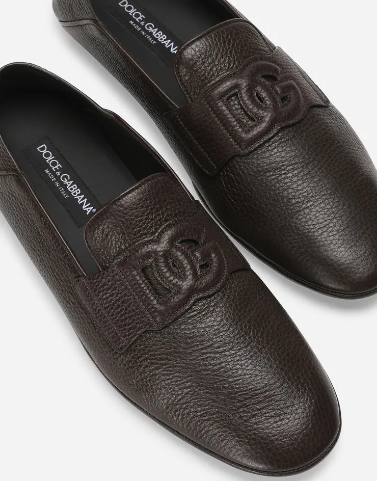Logo Embossed Round Toe Loafers