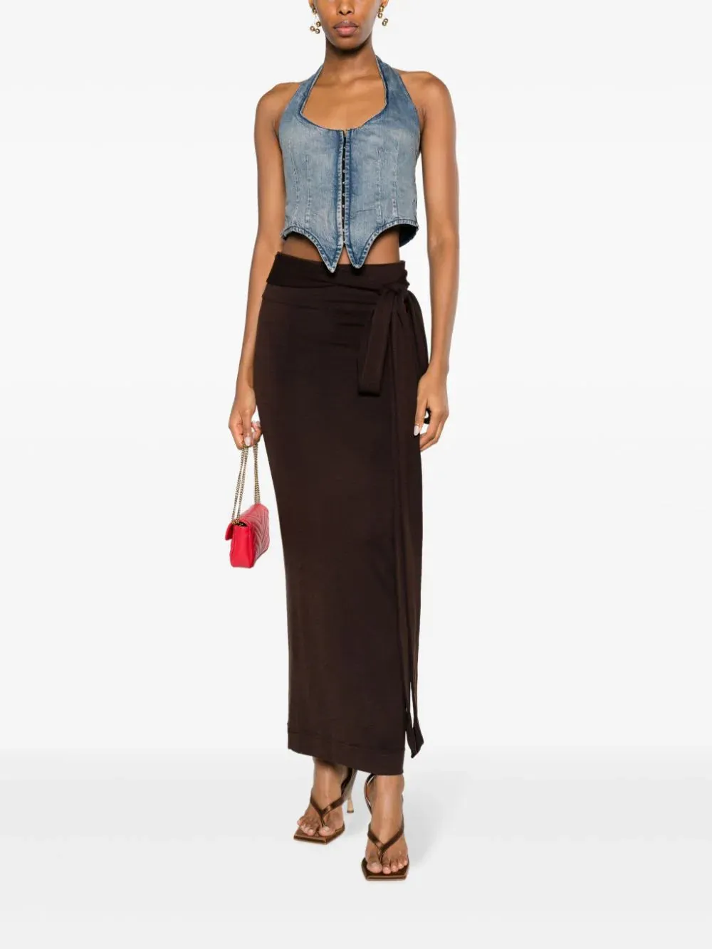 Belted Waist Maxi Skirt