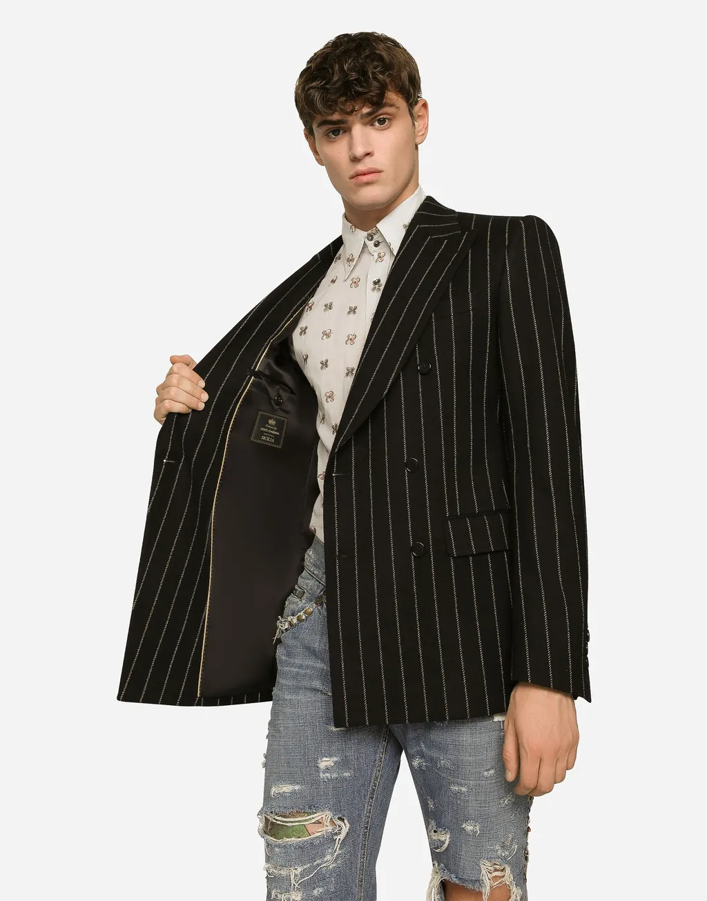 Striped Double-Breasted Blazer