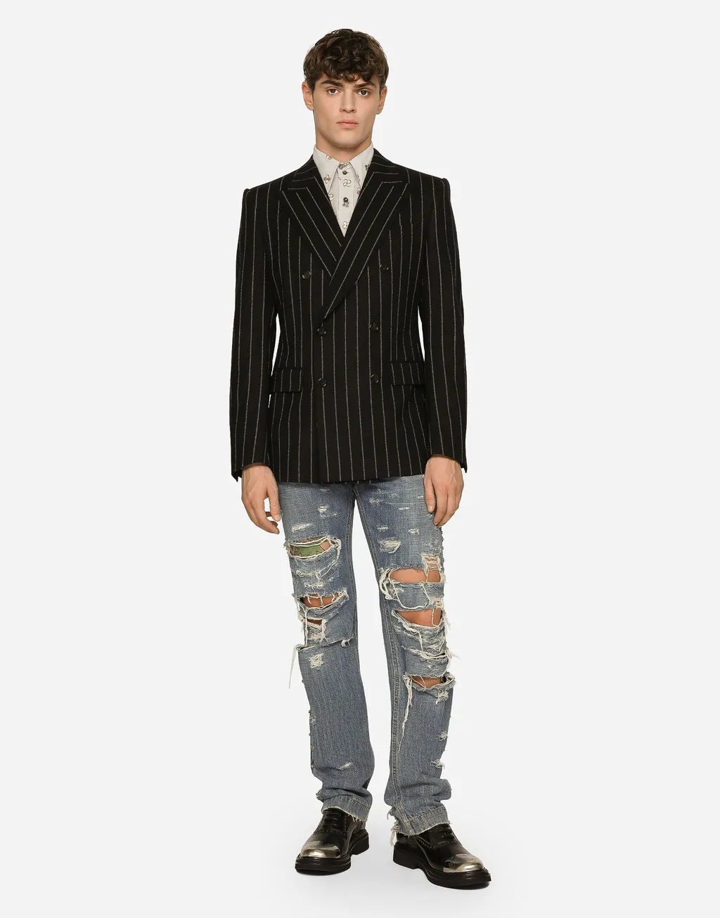 Striped Double-Breasted Blazer