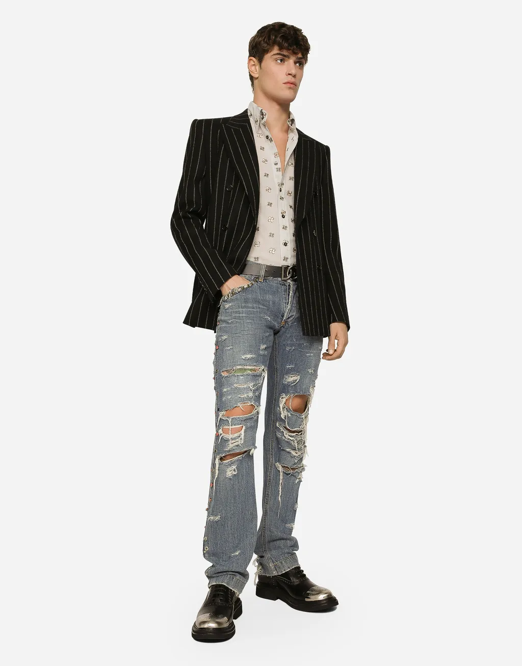 Striped Double-Breasted Blazer