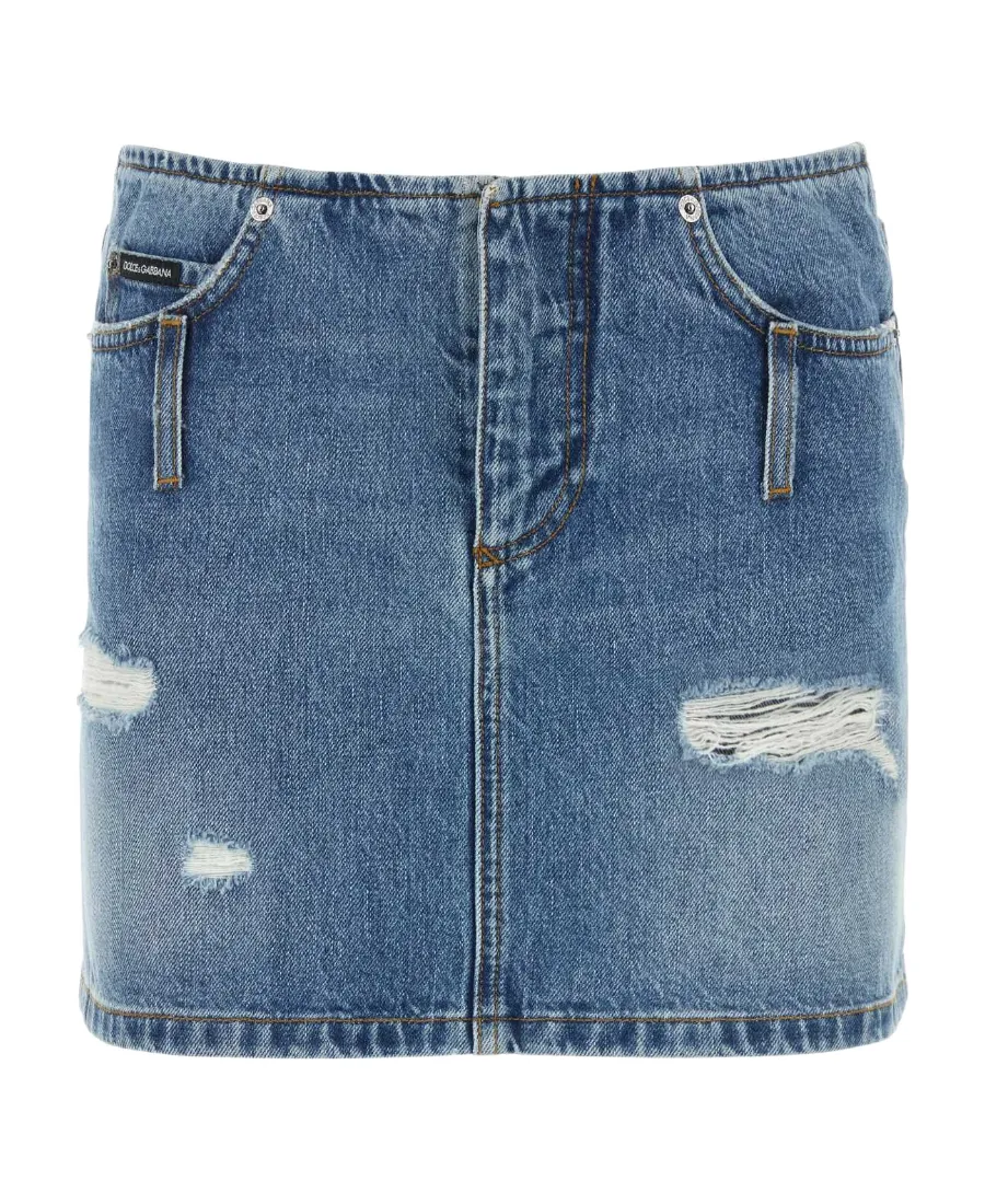 Distressed Mini Denim Skirt