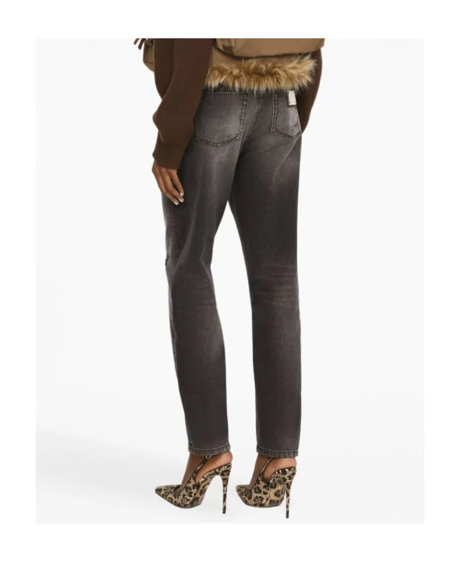 High-Waisted Distressed Jeans