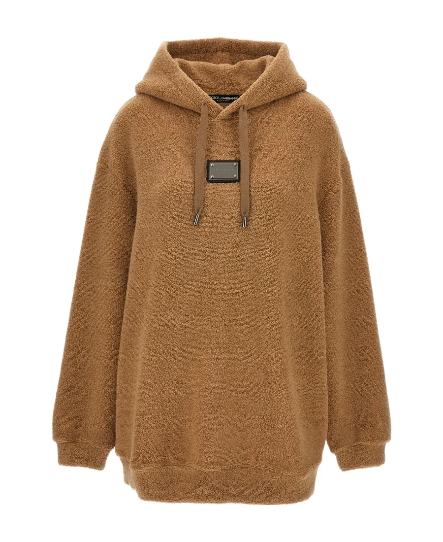 Logo Plaque Teddy-Effect Hoodie