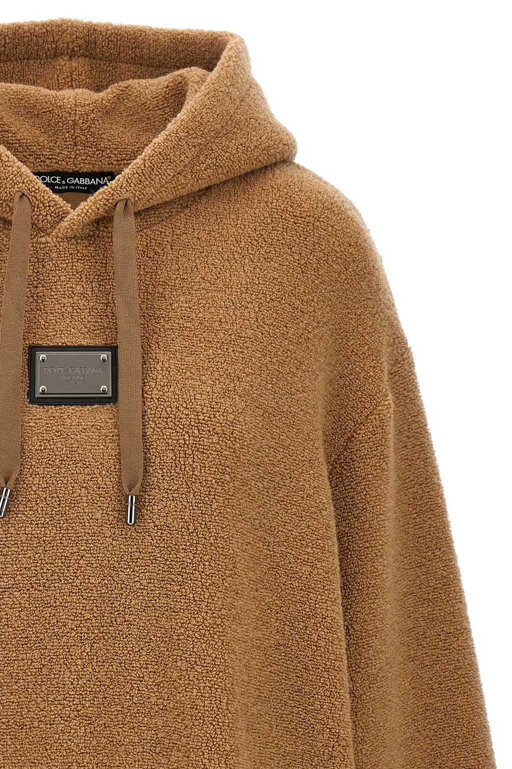 Logo Plaque Teddy-Effect Hoodie