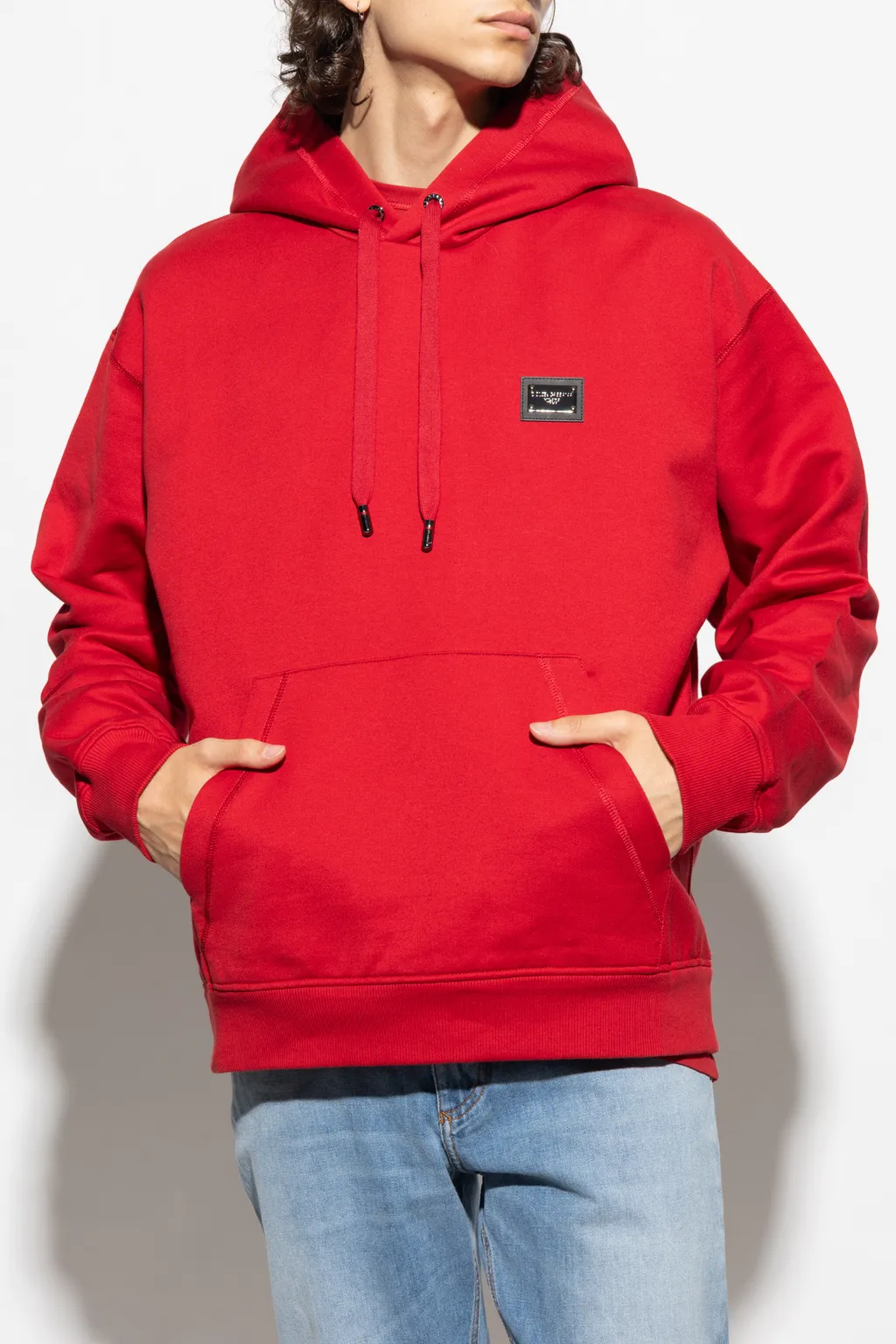 Logo Plaque Drawstring Hoodie