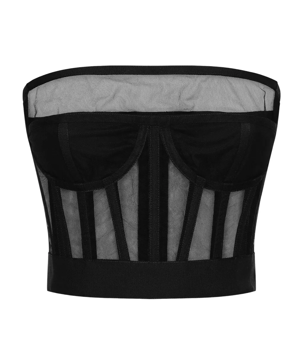 Boned-Bodice Cropped Tank Top