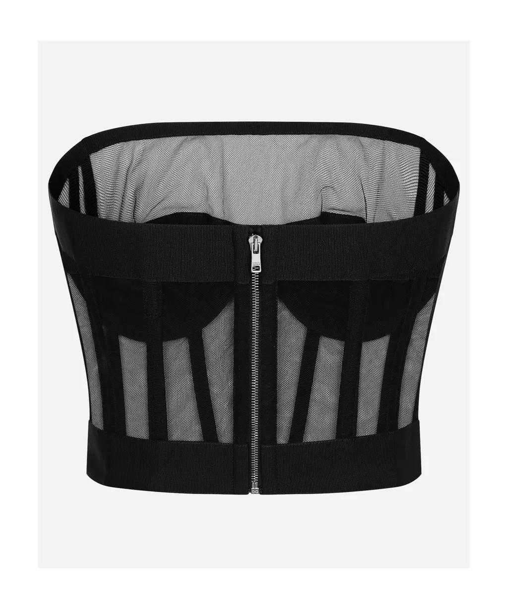 Boned-Bodice Cropped Tank Top