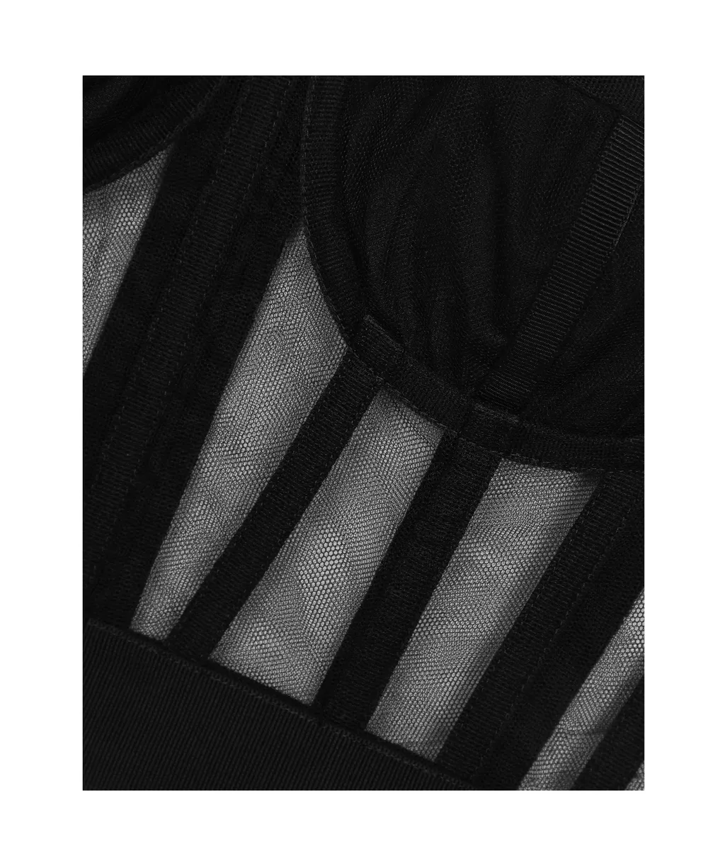 Boned-Bodice Cropped Tank Top