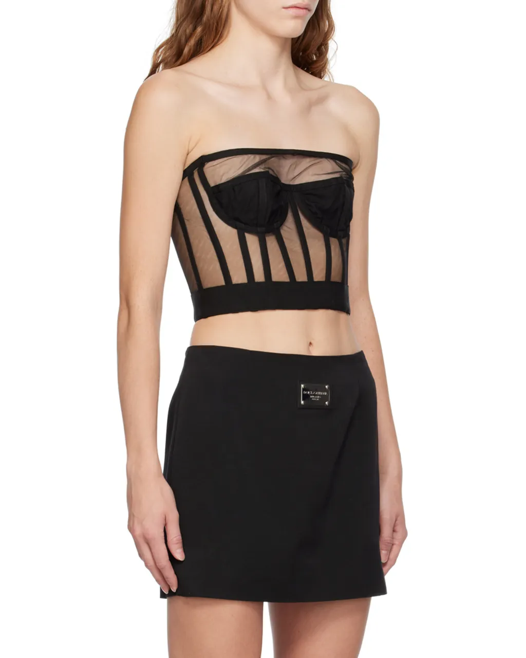 Boned-Bodice Cropped Tank Top