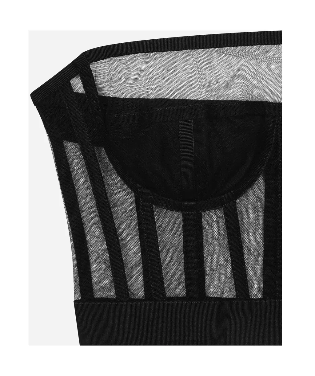 Boned-Bodice Cropped Tank Top