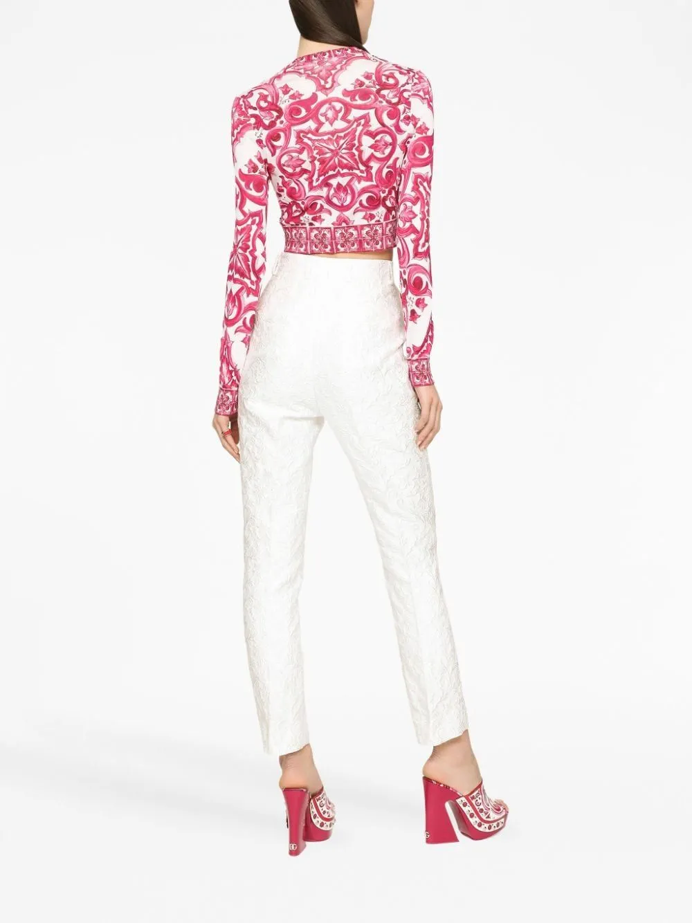 Majolica-Printed Cropped Jumper