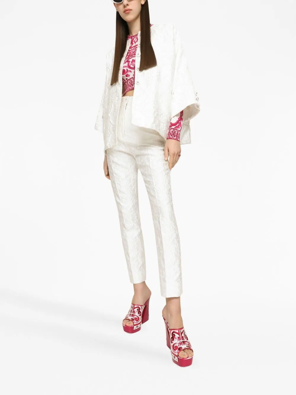 Majolica-Printed Cropped Jumper