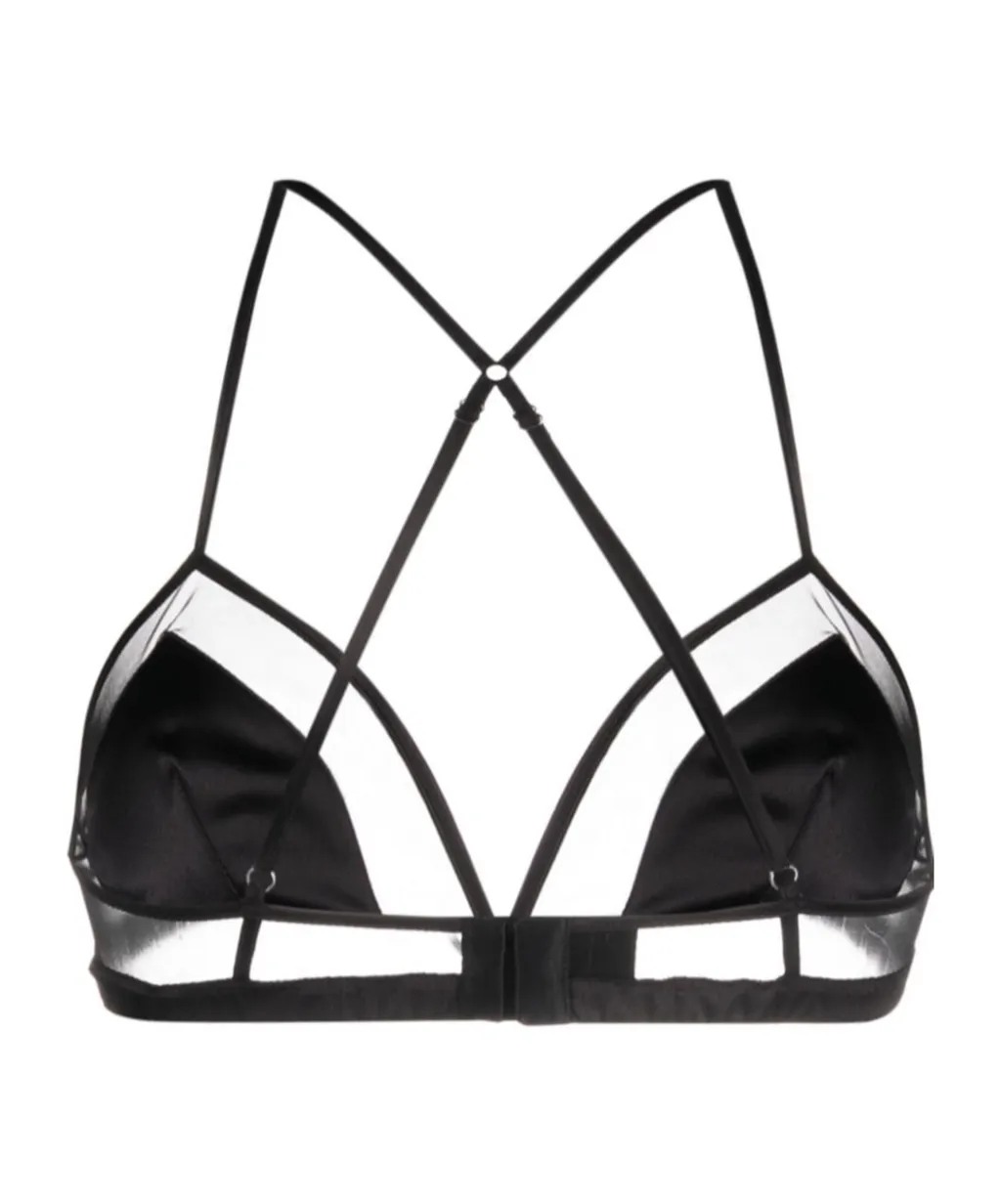 Panelled Tulle Satin Bra