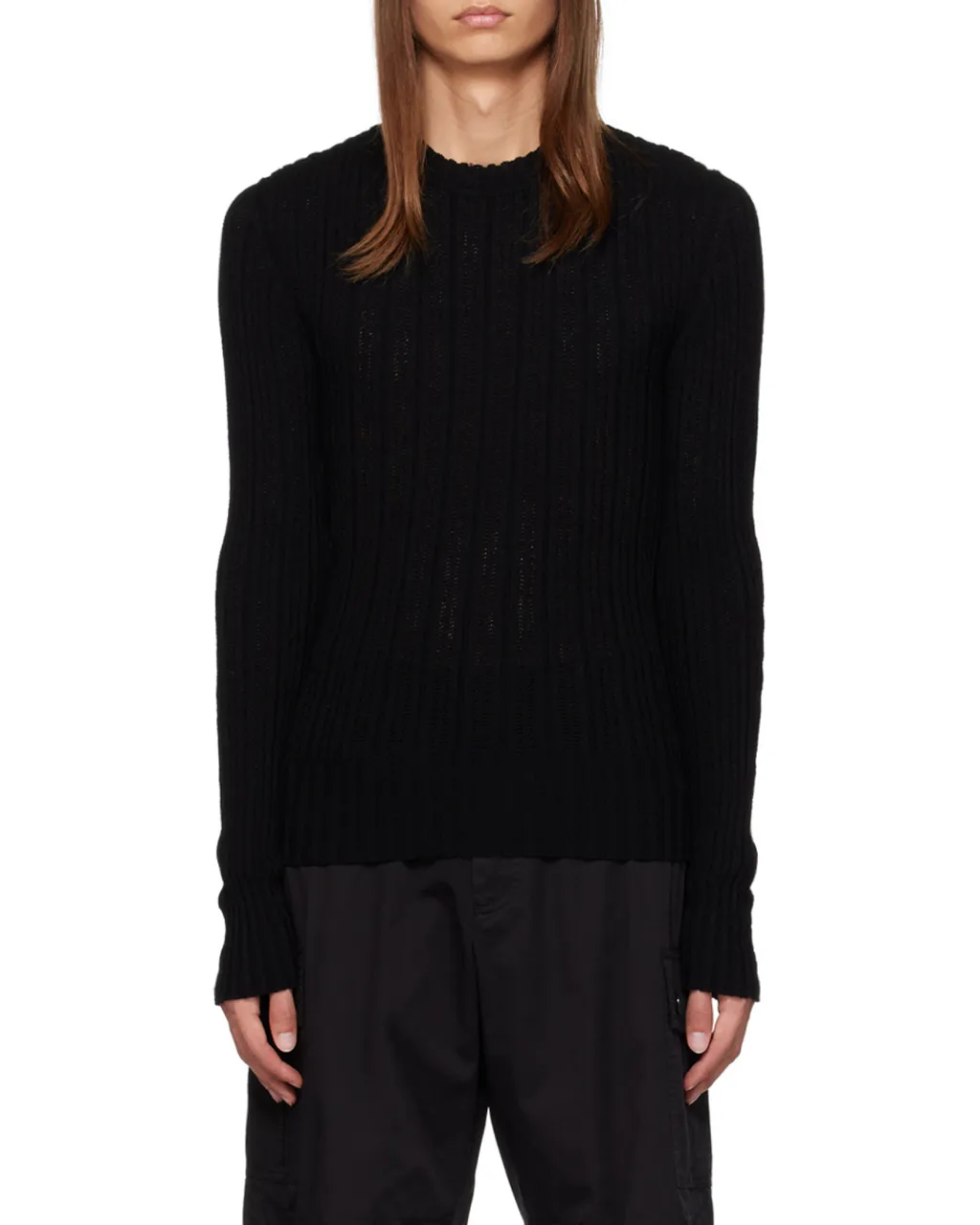 Long Sleeved Ribbed Knit Jumper