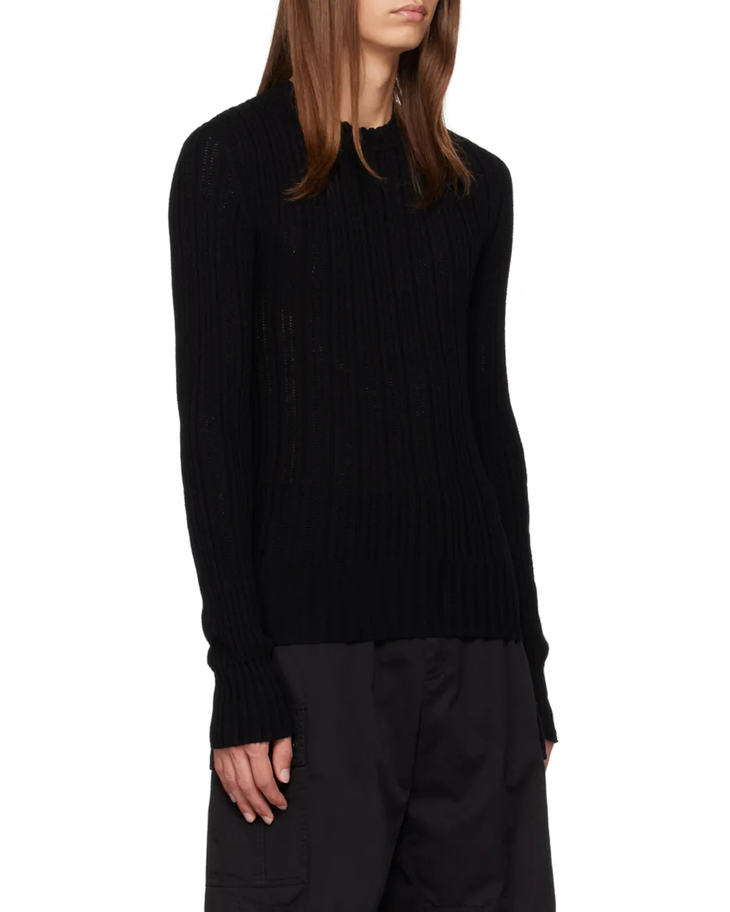 Long Sleeved Ribbed Knit Jumper