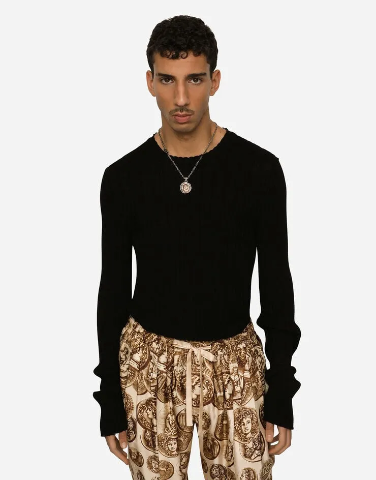 Long Sleeved Ribbed Knit Jumper