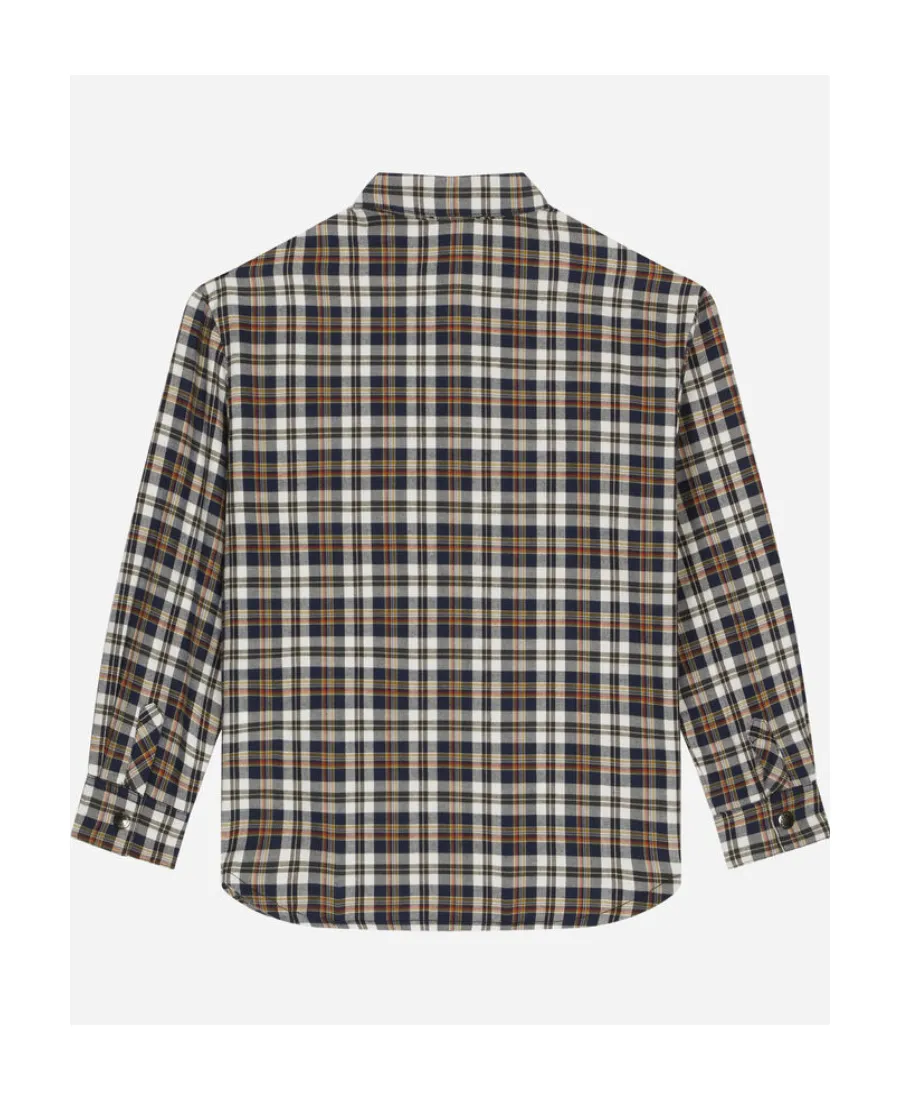Logo Plaque Checked Cotton Shirt